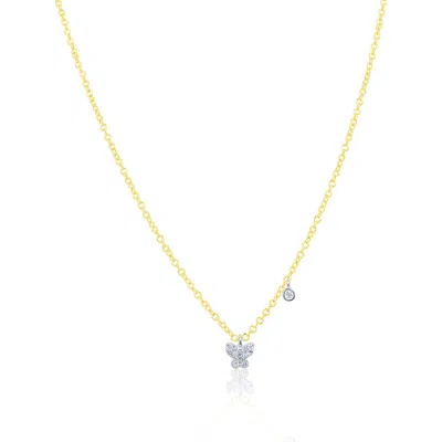 Meira T Pavé Diamond Butterfly Pendant Necklace In Yellow