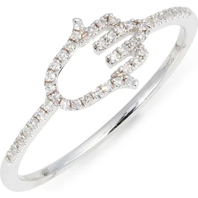 Meira T Pavé Diamond Hamsa Ring In White