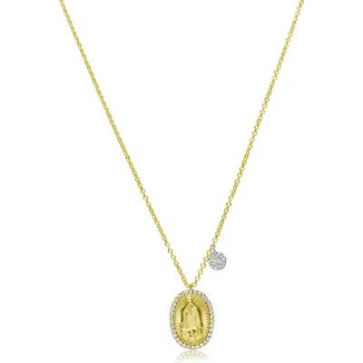 Meira T Pavé Diamond Mary Guadalupe Pendant Necklace In Gold