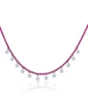 Meira T Pink Rhodium Plated Sterling Silver Diamond Dangle Beaded Necklace, 16-18 In Pink