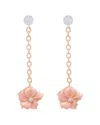 Meira T Rose Gold Pink Shell Flower Diamond Earrings In Pink