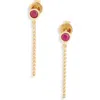 Meira T Ruby Chain Front/back Earrings