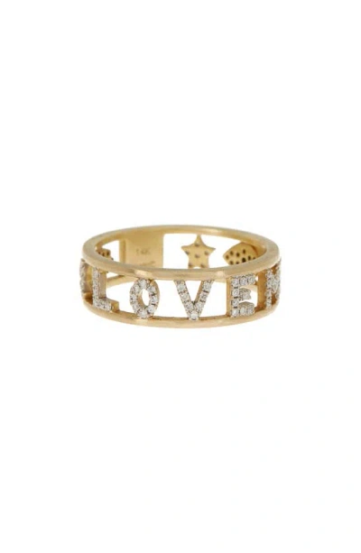 Meira T Sapphire & Diamond 'love' Band Ring In Yellow