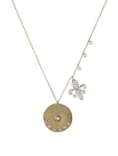 Pre-owned Meira T Sapphire Fleur De Lis Pendant Necklace, 17" In Multi