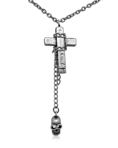 Meira T Steel Cross And Skull Chain Necklace In Metallic