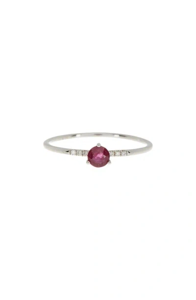 Meira T Stone & Diamond Ring In White Gold/ Ruby