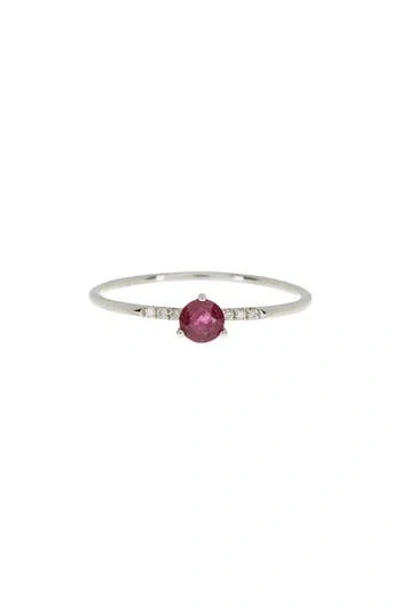 Meira T Stone & Diamond Ring In White Gold/ruby