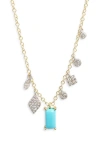 Meira T Turquoise & Diamond Necklace In Yellow