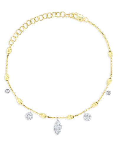 Meira T Two Tone Gold Pave Diamond Charm Bracelet, 0.16 Ct. T. W. In White/gold