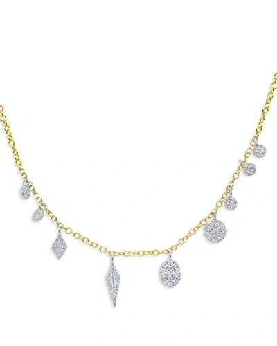 Meira T Two Tone Yellow Gold Diamond Charms Necklace, 18 In White/gold