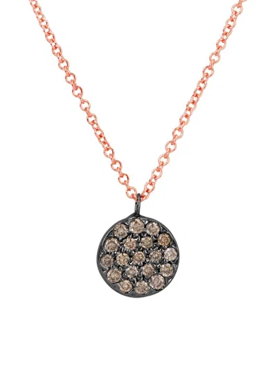 Meira T Women's 14k Two Tone Rose Gold & 0.22 Tcw Brown Diamond Pendant Necklace/18"