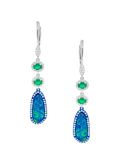 Meira T Women's 14k White Gold & Multi-gemstone Drop Earrings In Red