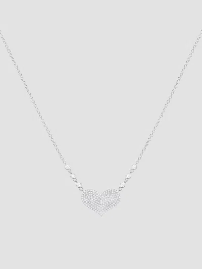 Meira T Women's 14k White Gold Pave Diamond Heart Necklace