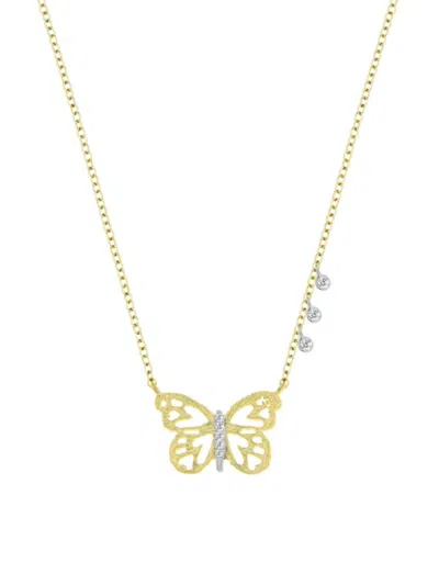 Meira T Women's 14k Yellow Gold & Diamond Butterfly Necklace In Yellow And White Gold