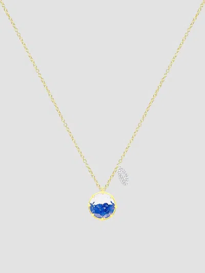 Meira T Women's 14k Yellow Gold, Blue Sapphire, & 0.07 Tcw Diamond Shaker Pendant Necklace