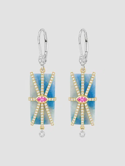 Meira T Women's 14k Yellow Gold,0.29 Tcw Diamond, Hemimorphite & Pink Sapphire Earrings