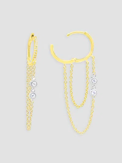 Meira T Women's Two-tone 14k Gold & 0.21 Tcw Diamond Chain Drop Earrings