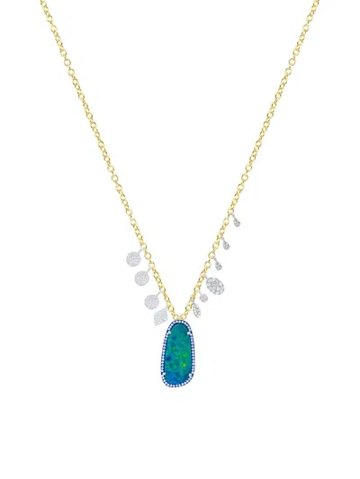 Meira T Women's Two-tone 14k Gold, Opal & 0.35 Tcw Diamond Necklace In Pattern