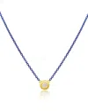 Meira T Yellow Gold Plated Silver Bezel Set Diamond Necklace On A Blue Rhodium Plated Silver Chain, 16-18 In Blue