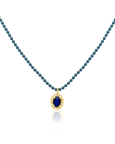 Meira T Yellow Gold-plated Sterling Silver & Blue Rhodium Plated Sterling Silver Opal & Diamond Beaded Penda