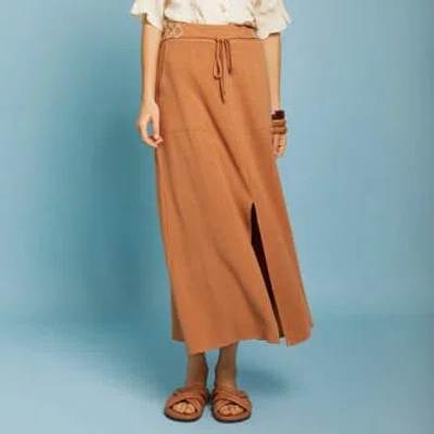 Meisïe Fluid Skirt With Opening In Brown