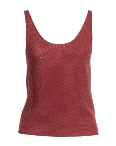 Meisïe Woman Top Rust Size S Acrylic, Lurex In Red