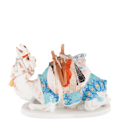 Meissen Gold-trim Porcelain Freight Camel Lying In Multi