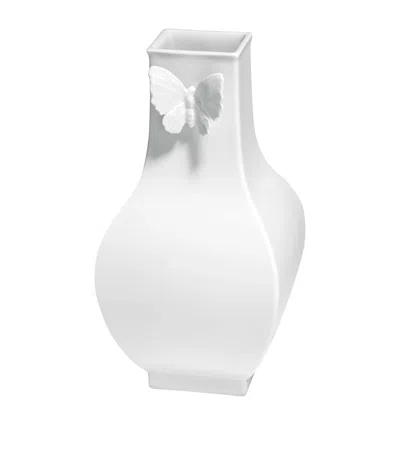 Meissen Large Porcelain Butterfly Vase In White