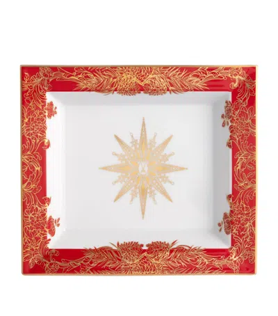 Meissen Large Porcelain Christmas Star Tray In Red