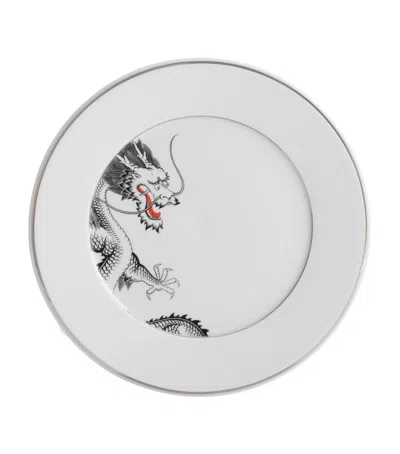 Meissen Porcelain-platinum Lucky Dragon Dessert Plate In Metallic