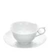 Meissen Waves Relief Teacup And Saucer In White