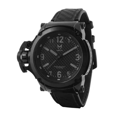 Pre-owned Meister Mstr Commander Black/black Carbon Strap Watch Co103cf
