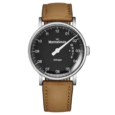Meistersinger Vintago Automatic Black Dial Men's Watch Vt908 In Black / Brown
