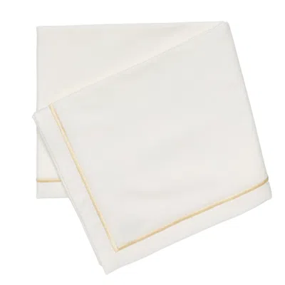 Méja White Maya Ivory Embroidered Tablecloth In Neutral