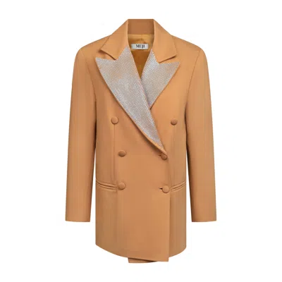 Meji Women's Neutrals  Mocha Luxe Crystal Blazer In Multi