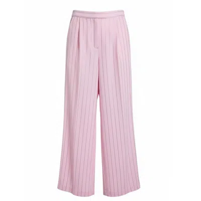 Meji Women's Pink  Bubble Crystal Pinstripe Trousers