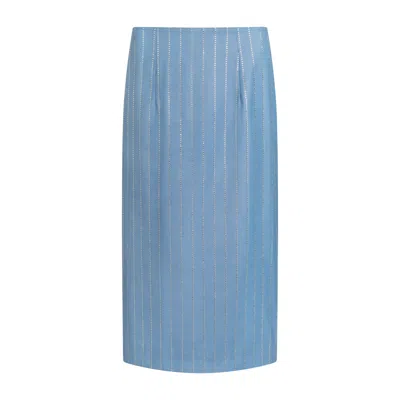Meji Women's Sky Blue Crystal Pinstripe Skirt