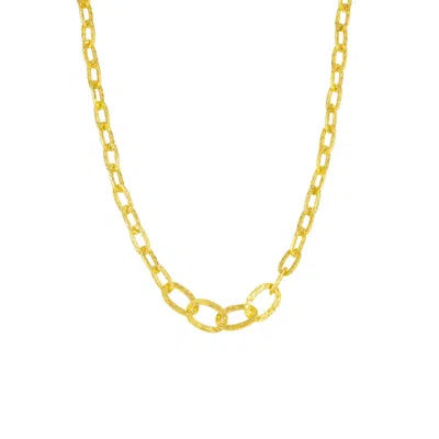 Mejoma Women's Ancient Allure Textured Gold Plated Link Necklace
