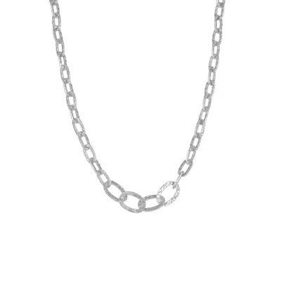 Mejoma Women's Ancient Allure Textured Silver Link Necklace