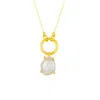 Mejoma Women's Baroque Keshi Pearl Gold Pendant Circle Necklace