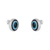 Mejoma Women's Blue / Silver Evil Eye Stud Earring In Silver