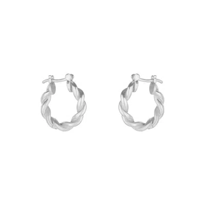 Mejoma Women's Chunky Twisted Silver Hoop Earrings