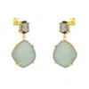 Mejoma Women's Drop Eau De Nil Gemstone Gold Earrings