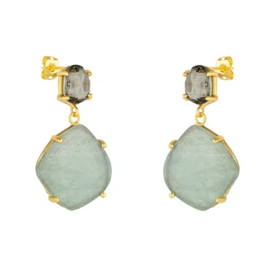 Mejoma Women's Drop Eau De Nil Gemstone Gold Earrings
