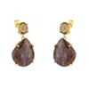 Mejoma Women's Drop Purple Gemstone Gold Earrings