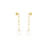 Mejoma Women's Elegant Gold Paperclip Chain Pearl Drop Earrings In Gold