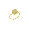Mejoma Women's Gold / White Four Leaves Clover Ring In Gold With White Gemstones