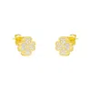 Mejoma Women's Gold / White Four Leaves Clover Stud Earring In Gold With White Gemstones