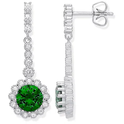 Mejoma Women's Green / Silver Emerald Elegance Sterling Silver Earrings In Multi