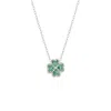 Mejoma Women's Green / Silver Four Leaves Clover Necklace In Silver With Green Gemstones